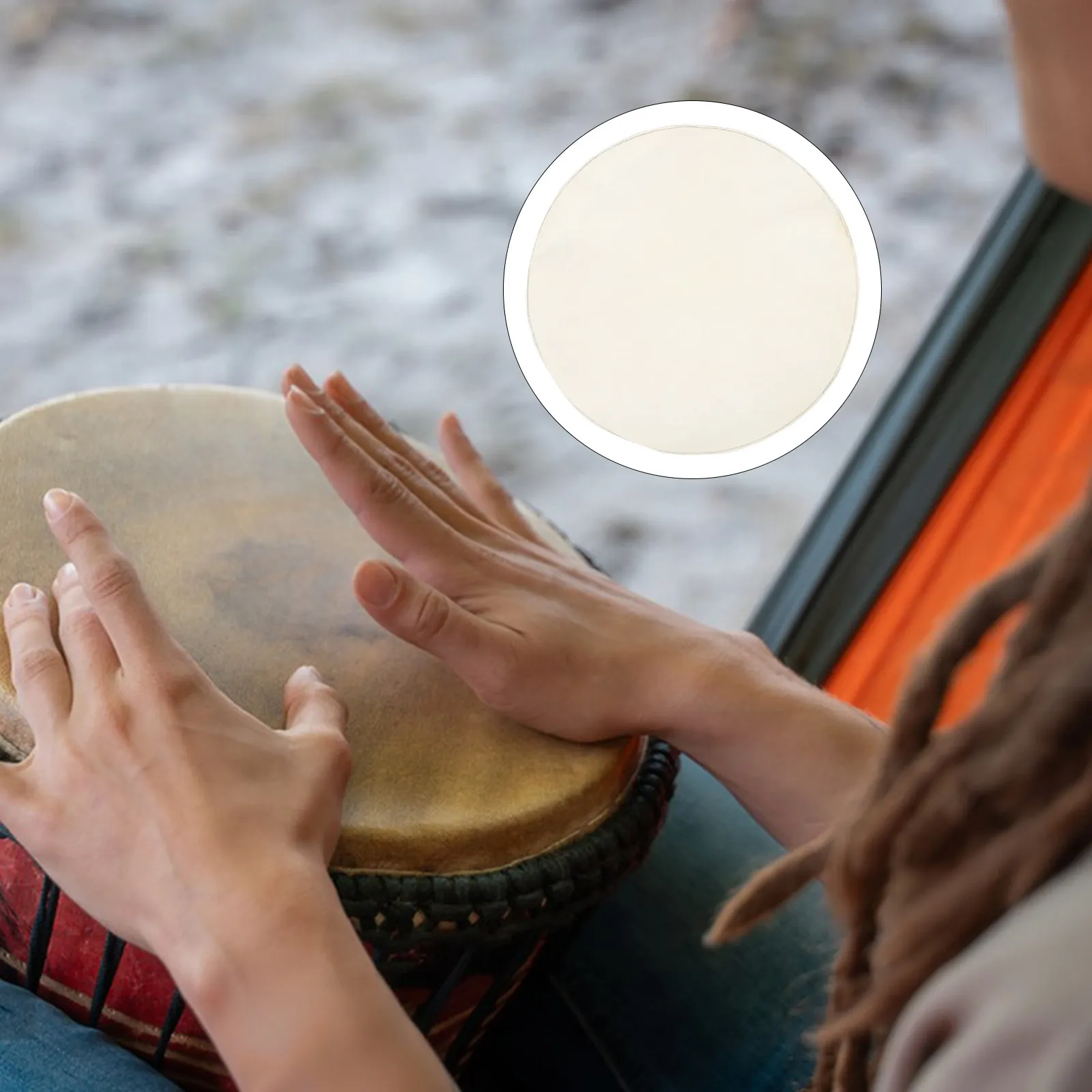 2 Peças Pele de Tambor de Pele de Cabra Redonda de 40cm para Instrumentos de Percussão Africanos Djembe, para Reparo e Atualização, Proporcionando Tocar Confortável e Som Rico