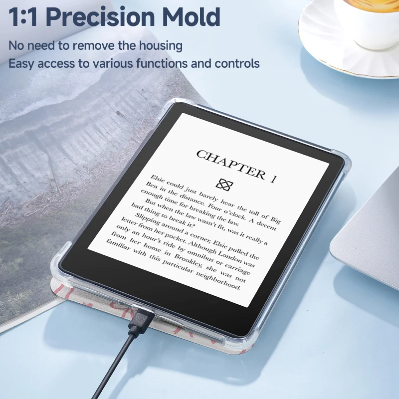 حافظة قارئ إلكتروني عالمية مقاس 6-7 بوصات، لجهاز Kindle Paperwhite 5، Kindle 10/11/12، مقاومة للخدش، زاوية معززة، إيقاظ/نوم، حماية