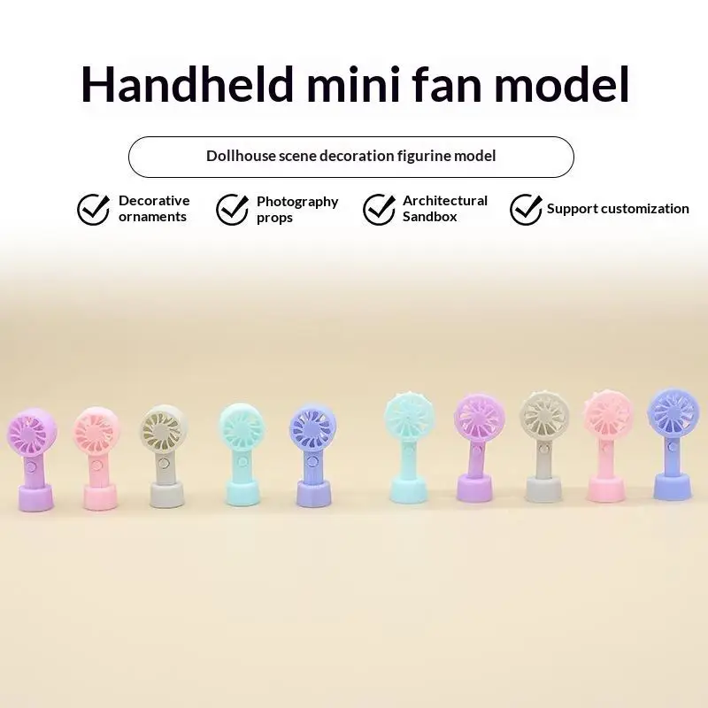 1/12 Scale Dollhouse Simulated Handheld Fan Mini Model Decor Accessory for Micro Landscape Arrangement