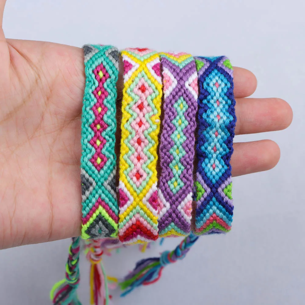 10/20/30/50 Pcs/Lot Fashion Bohemian Hand Woven Bracelets For Men Women Lucky Friendship Mix Color Design Ethnic Jewelry Gift