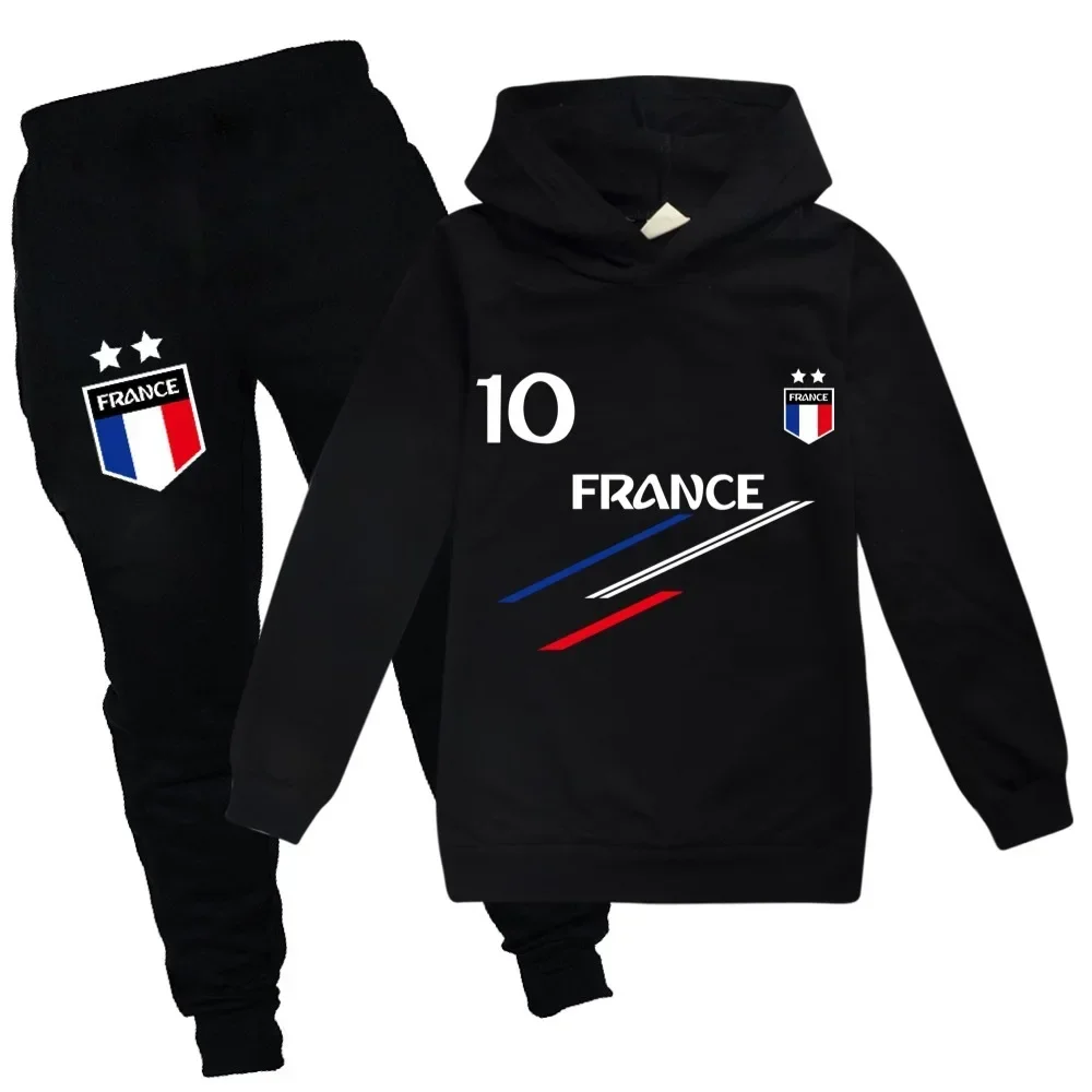 New Spring Autumn Kids Clothes Baby Boys France Football 10 Tracksuit Tops Pants 2PCS Set Children Outfits Girls Sets 2-15 Years