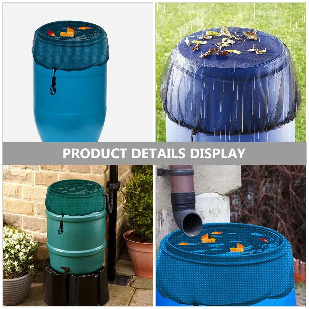 

Black Durable Polyester Rain Barrel Cover Protective Net Insect Proof Outdoor Water Bucket Hood Suitable for 60cm Diameter