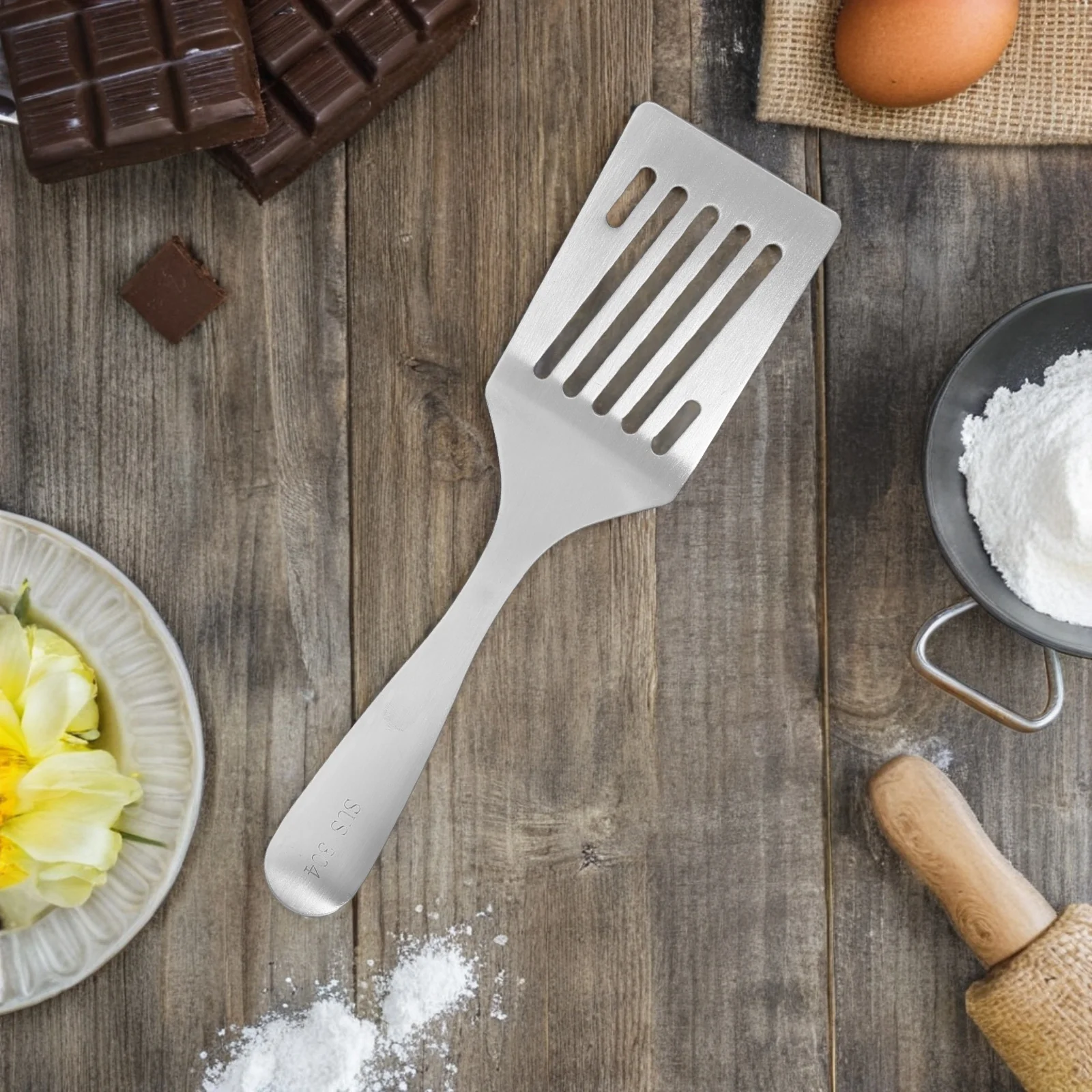 

Stainless Steel Kitchen Spatula Short Handle Slotted Metal Turner Nonstick Pancakes Steaks Fish Cooking Tool Steel Spatula