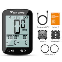 WEST BIKING GPS Bike Computer Wireless Stopwatch IPX7 Waterproof Cycling Odometer Type-C Charge Speedometer Bicycle Accessories