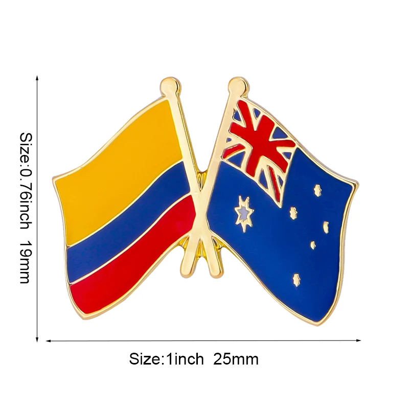 Colombia & Australia Flag Metal Soft Enamel Lapel Badge Pins Brooches