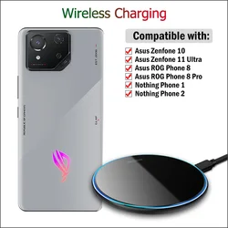 15W Fast Wireless Charger for Asus Zenfone 10/11 Ultra/ROG Phone 8/8 Pro/Nothing Phone 1 2 Wireless Charging Pad
