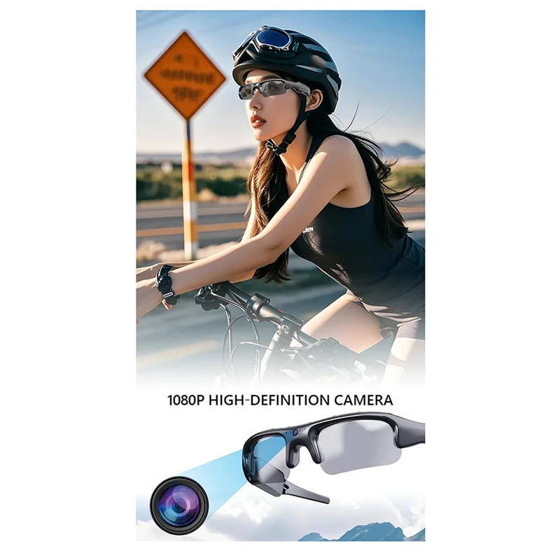 Óculos de sol com câmera A37T-Wifi Óculos inteligentes grande angular 170 °   Câmera para ciclismo/condução/ao ar livre