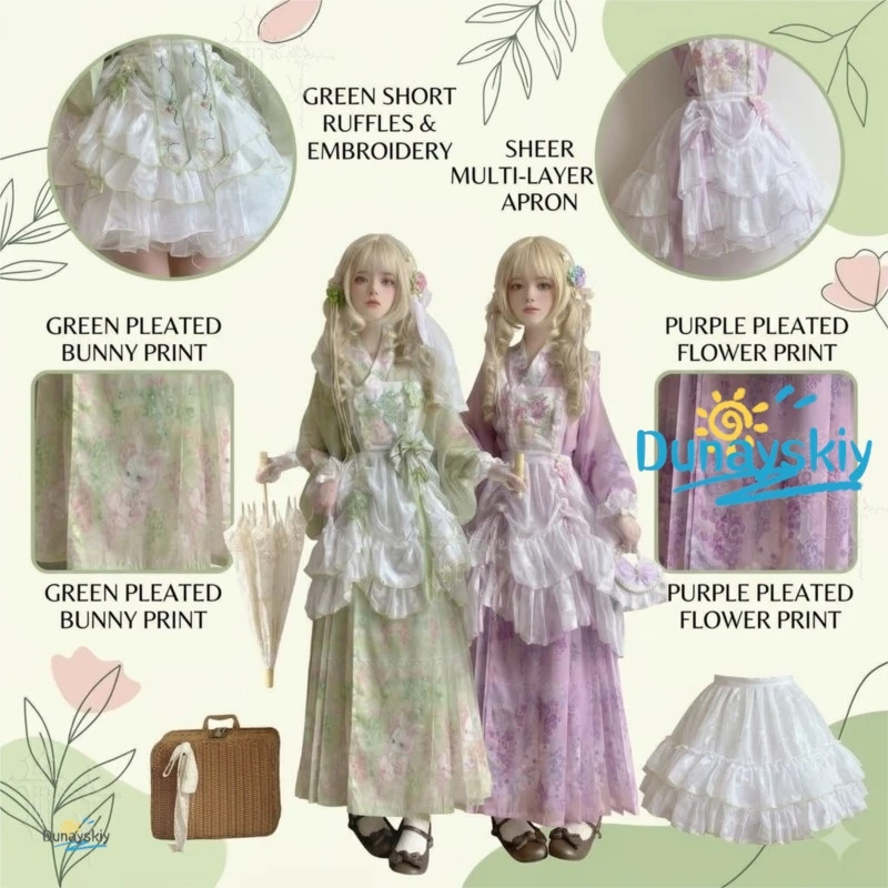 Jacquard Embroidered Lolita Overdress Chinese Western Fusion Style Green Grape Purple Sheer Drawstring Summer Costume view 2