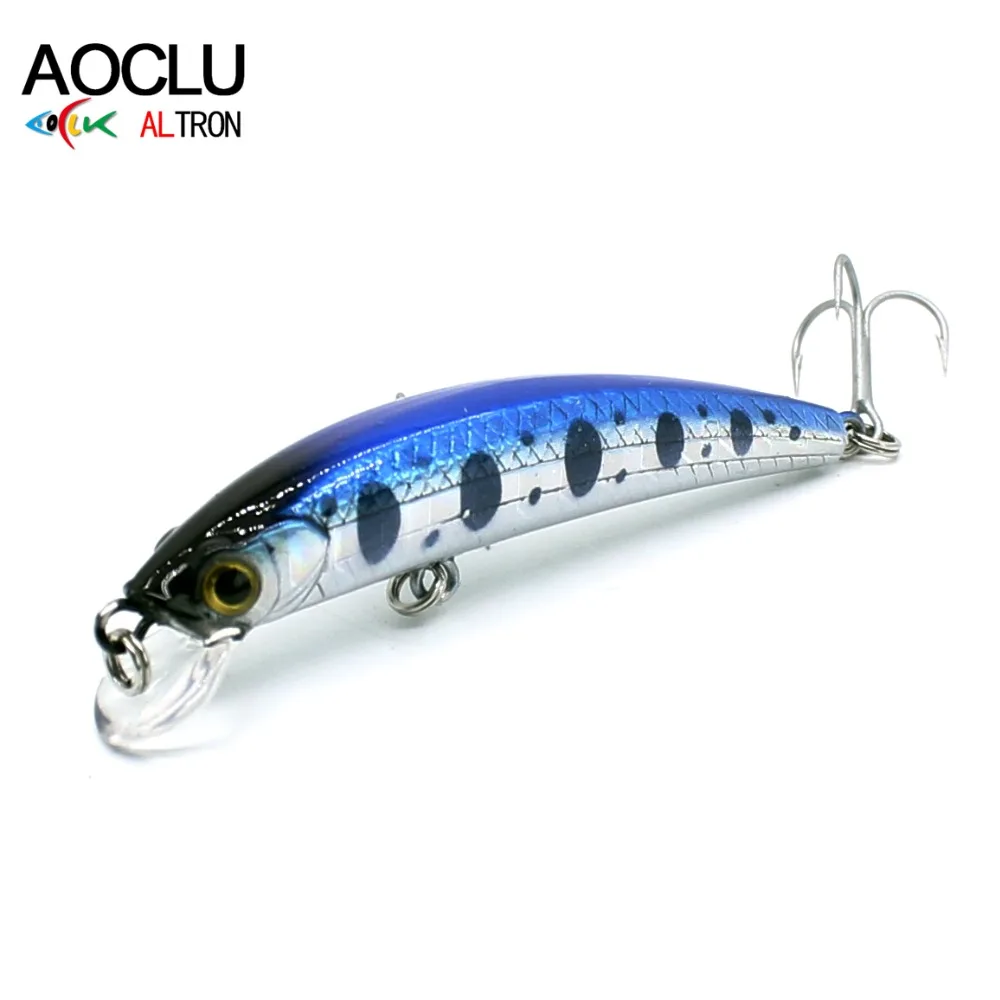 AOCLU-Slim Minnow Sinking Hard Bait, Wobbler Jerk with Sharp VMC Hook for Beach, Inshore Stream, Bass Trout Fishing, 50mm, 2.6g