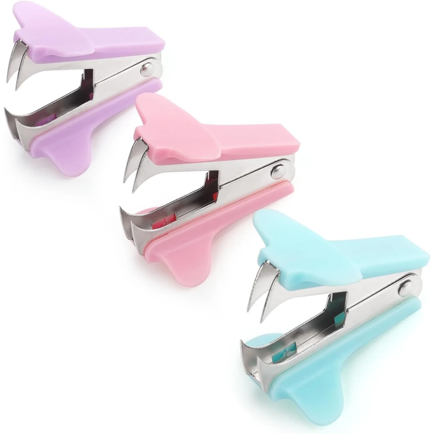 3 PCS Staple Remover Staple Puller Removal Tool for School Office Home 3 Pack (Pink, Blue, Purple)