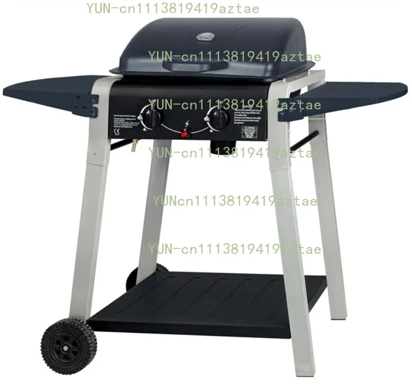 Portable 2‑burner Outdoor Heating Unit, Trolley‑type Jig With Double Side Tables For Food Auxiliary Processing