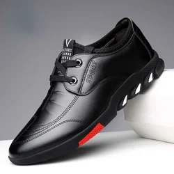 Zapatos informales De cuero para Hombre, zapatillas transpirables para caminar, calzado Formal De marca De lujo con cordones, para primavera y otoño