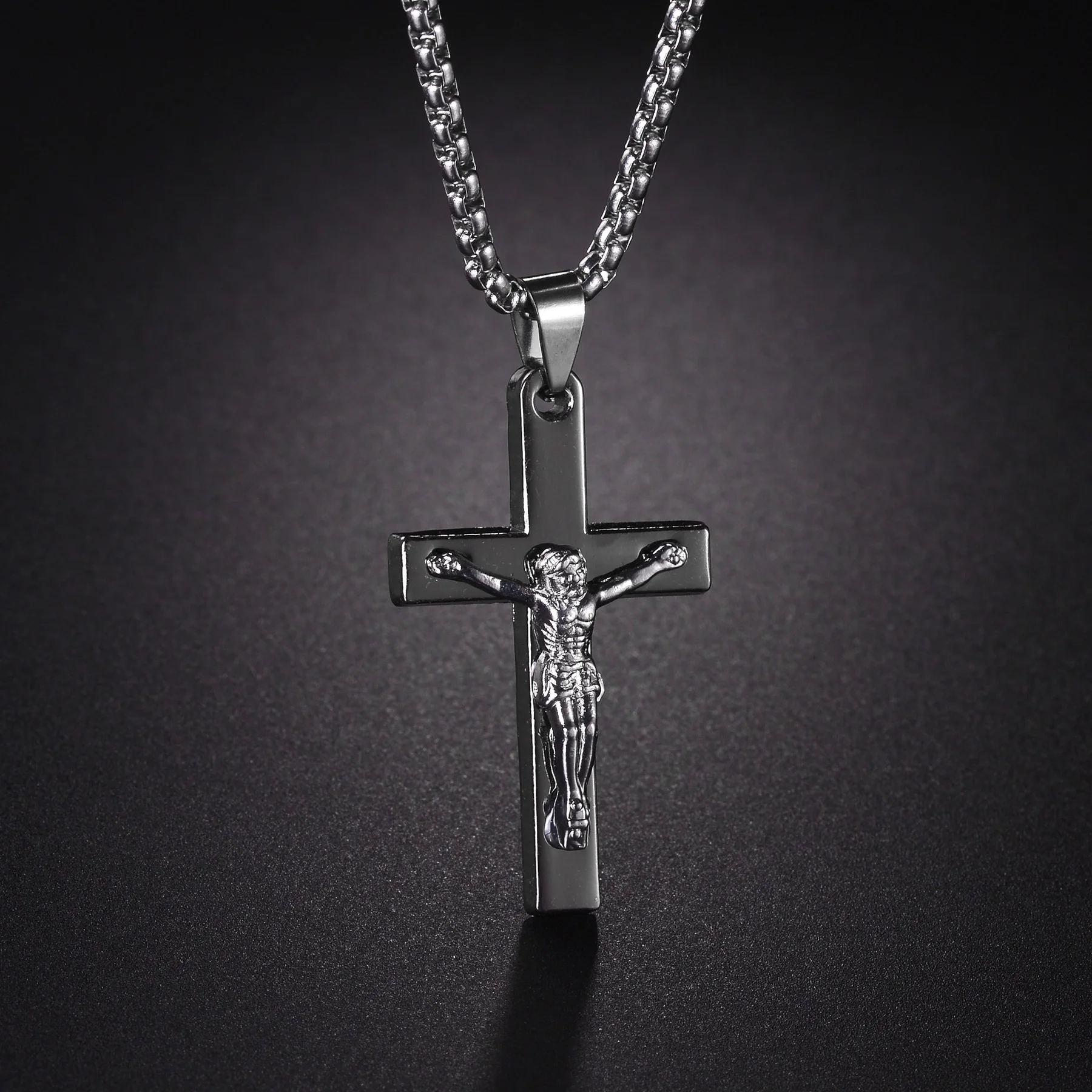 Christian Jesus Cross Necklace For Women Men Stainless Steel Chains Choker Religion Pendants Jewelry Prayer Baptism Gift