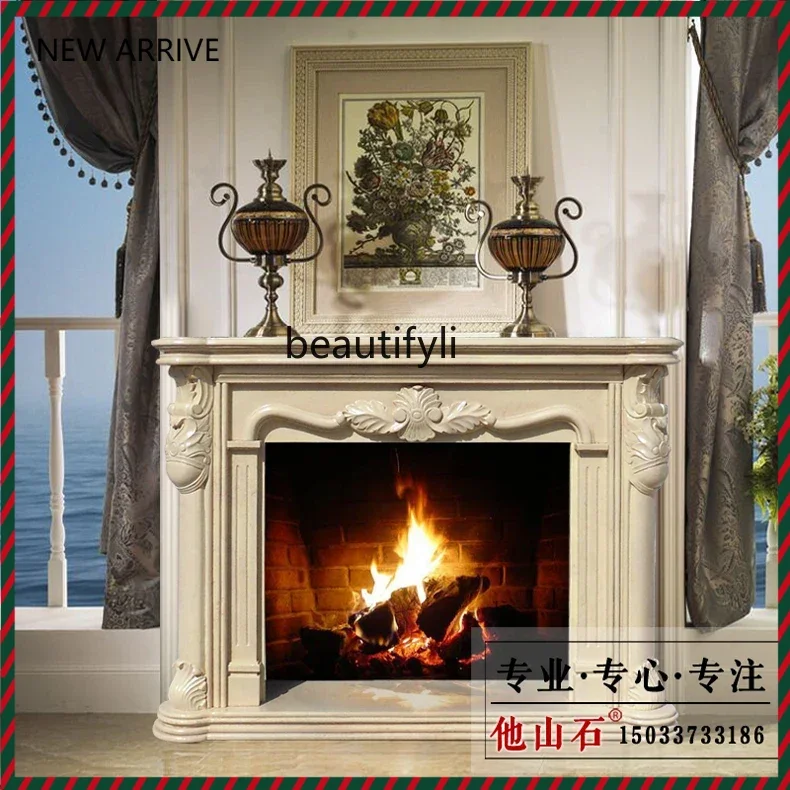 

KK32 Marble fireplace European stone carving fireplace decorative cabinet customization optional stone customization