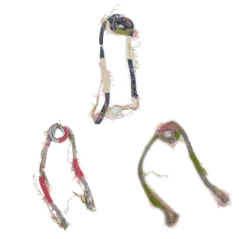 

Skinny Scarf Furry Neckerchief Subculture Scarf Stripes Scarves for Women Dropship
