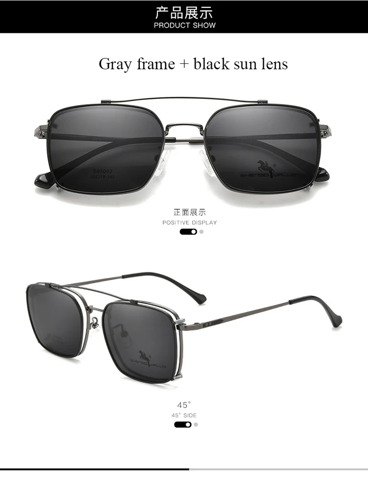BCLEAR Vintage Legierung Clip-Auf Sonnenbrille Mode Optische Rahmen Männer Frauen Spektakel Polarisierte Clip Sonnenbrille UV Schutz – Detail 11