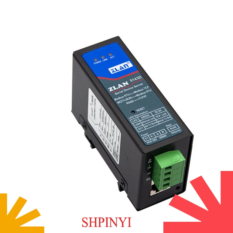 ZLAN5143D Small Size Din Rail Mounted Modbus RTU TCP Ethernet One Serial Port IoT Applications Modbus Communication Networking