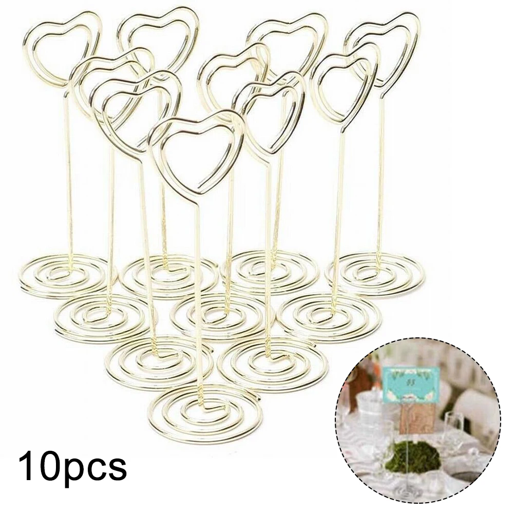 100% Brand New Card Holders Desktop Clip 8.5cm Heart Pattern Heart-shaped Metal Note Holder Peacock Round Seat Clip