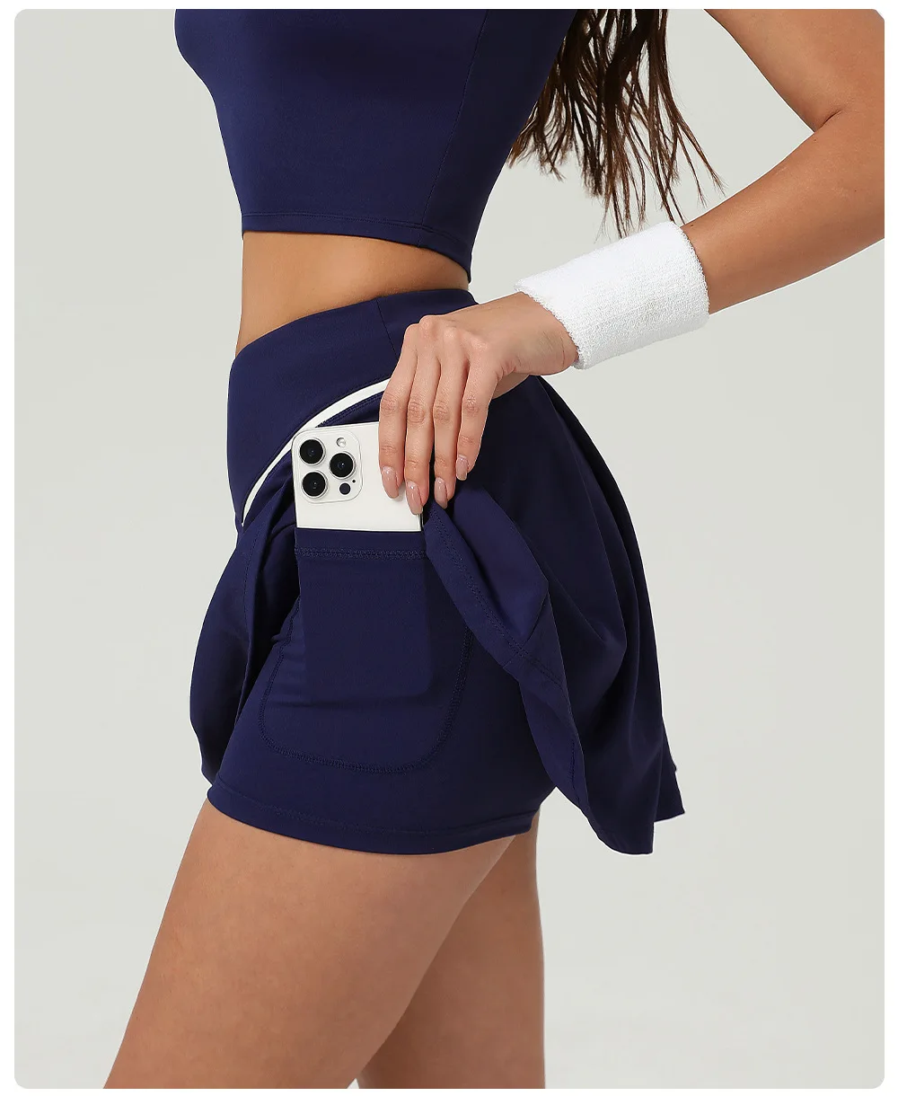 High Rise Pleated Mini Tennis Skort For Women Tennis Badminton Jogging Street Breathable Lightweight Sports Short Skirt