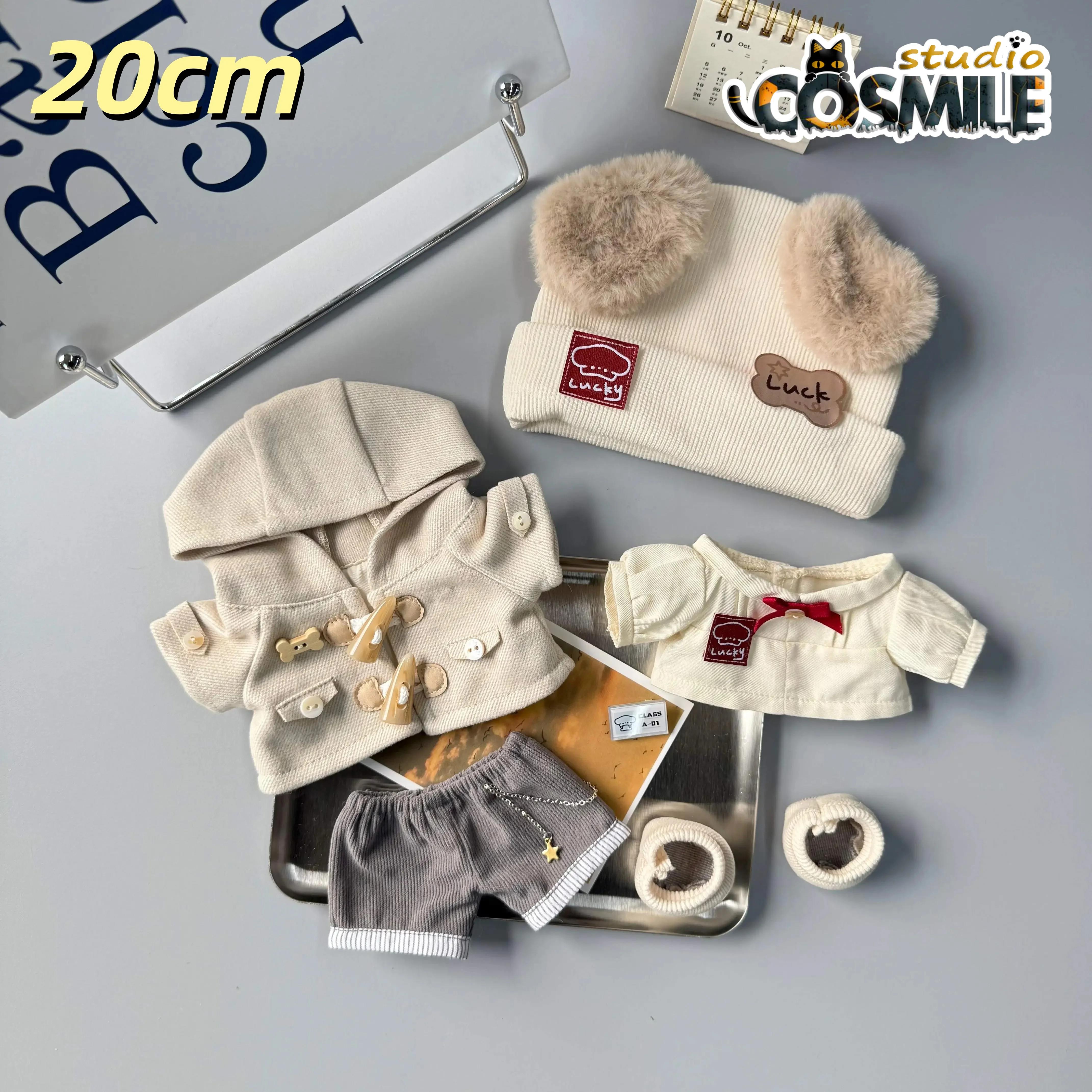 No attributes Star Idol Puppy Wool Coat Hat Winter Costume for Stuffed 20cm Plush Doll Accessories Doll's Clothes Gift Mao