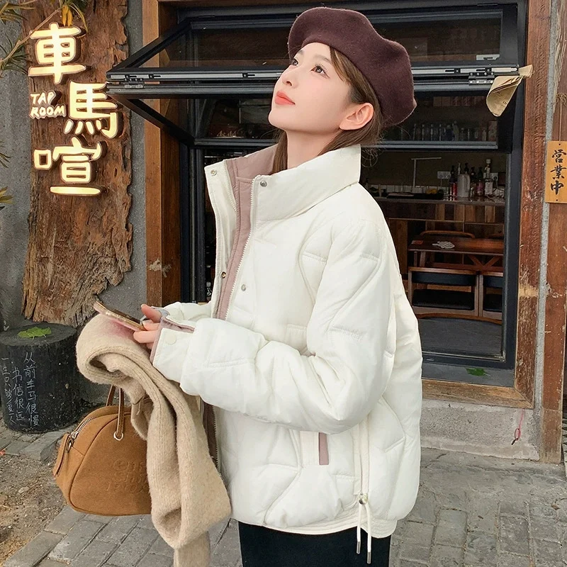 2025 Cropped Jacket Winter Short Puffer Jacket Women Clothing Cotton-padded Coats Warm Stand-up Collar Coat Bread Jackets