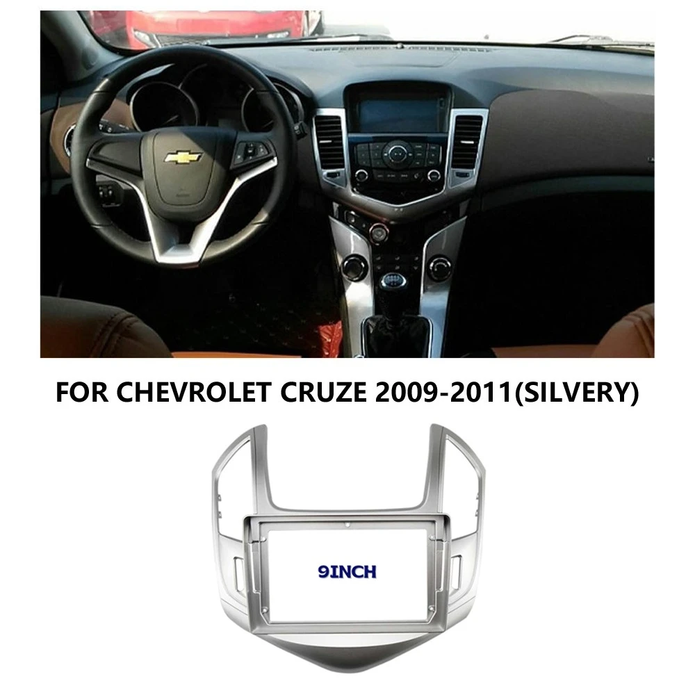 Car DVD Player Frame fit for CHEVROLET CRUZE 2012+ 9INCH SILVER Touch Screen Android Radio Farme Stereo Car Radio Fascia