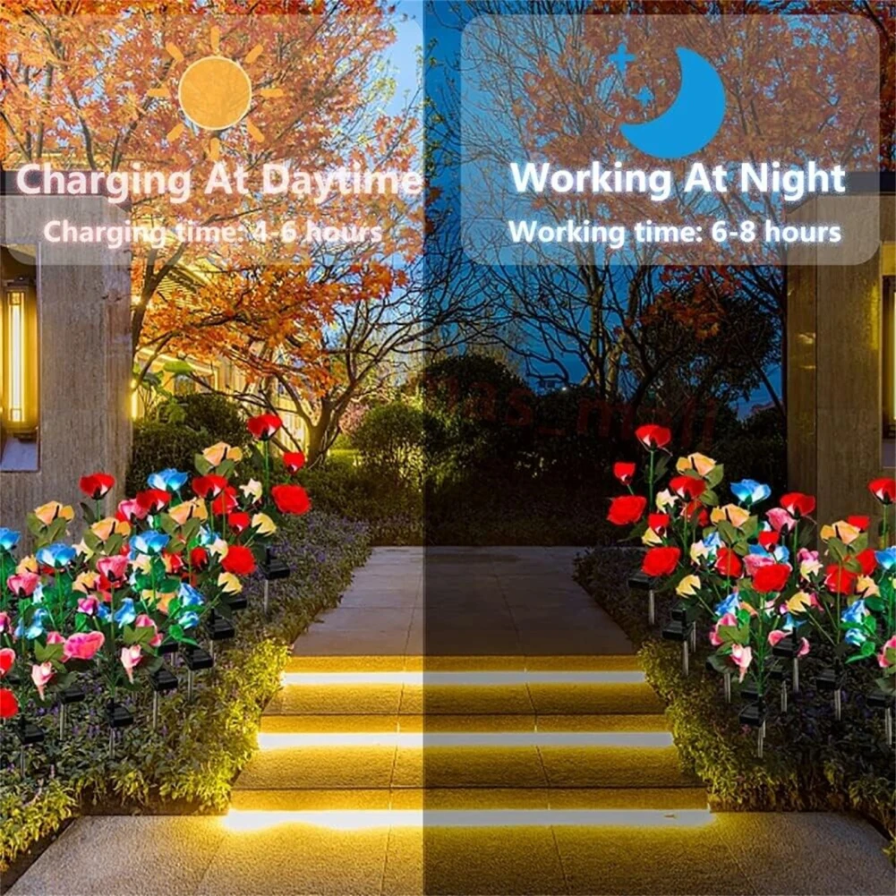 Solar 5 Heads Rose Lamp Outdoor Waterdichte Simulatie Roos Bloem Gazon Decoratieve Lamp Voor Tuin Tuin Patio Decoratie