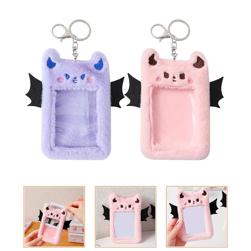 2 Pcs Plush Card Holder Wallets for Men Sleeves Visible Badge ID Clip Nurse