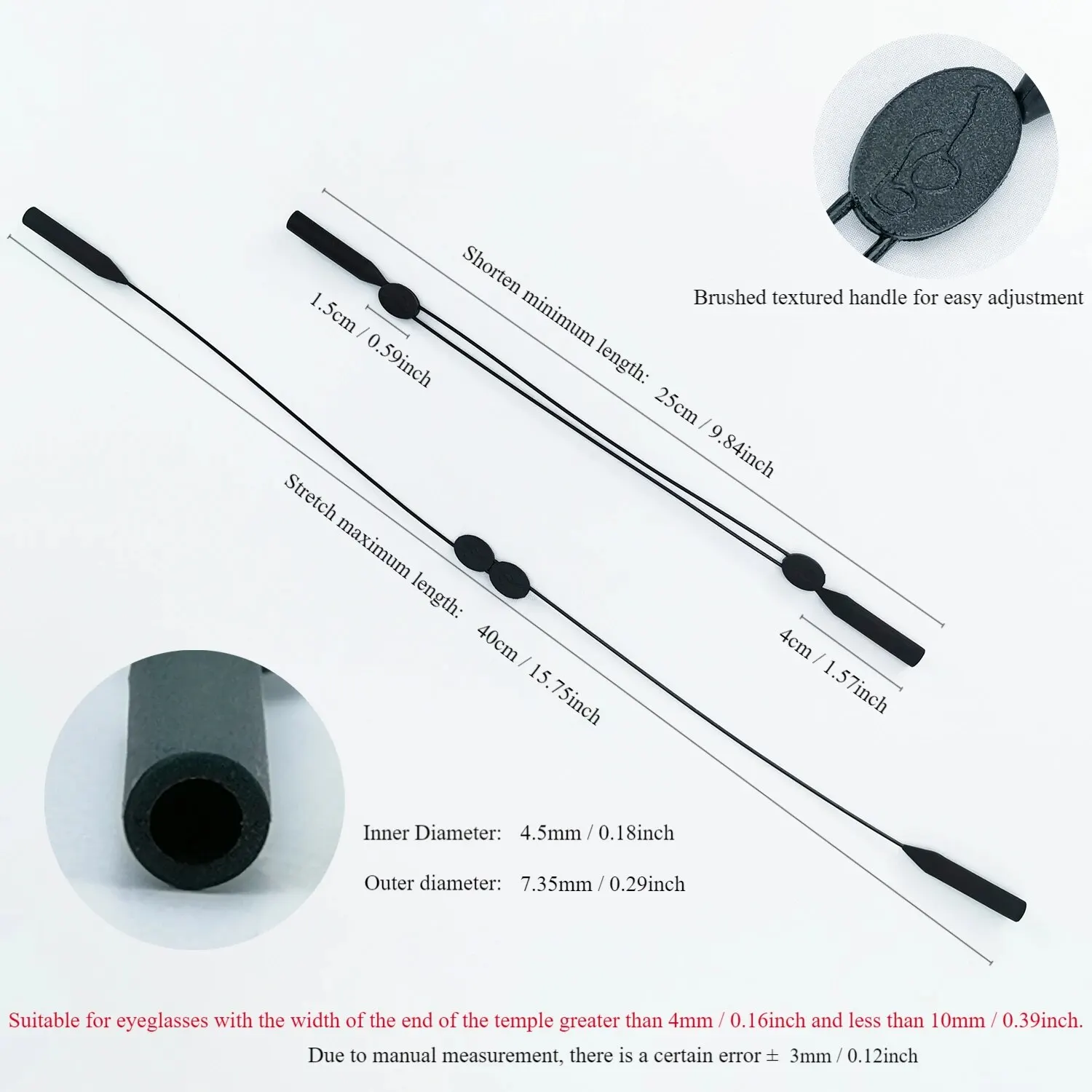 40cm Colorful Retractable Eyeglasses Strap for Adults – Non-Slip, Adjustable Length, Ideal for Sports & Outdoor Activities