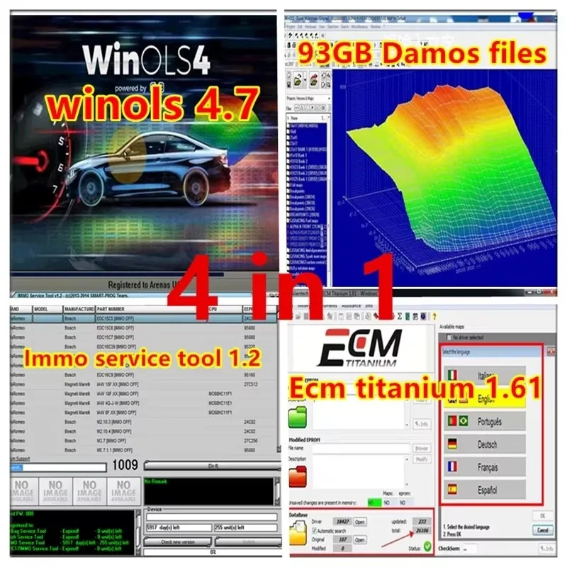 Winols 4.7 Software+ 93GB WINOLS DAMOS Mappacks NEW 2022 2021 2020 Chip Tuning Maps Files immo service tool v1.2 ECM TITANIUM