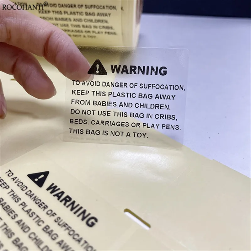 500x Custom Fragile Clear PVC Warning Sticker Vinyl Adhesive Paper Red Label Fragile Stickers Packaging Labels