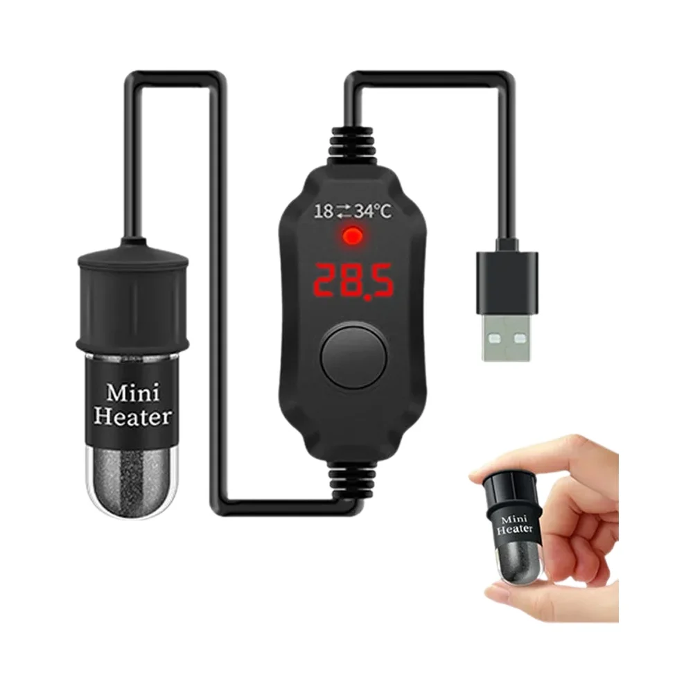 Mini-Aquarium-Heizstab Fischbecken-Aquarium-Heizung Tauchbarer Thermostat-Heizer 18-34 ° C Einstellbare Temperatur, USB-Ladefunktion – Detail 2