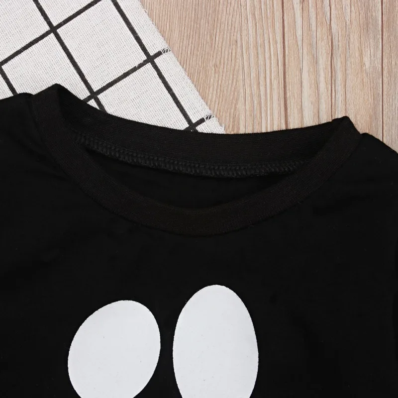 أطفال طفل ربيع الخريف 2 قطعة مجموعات بلايز + سراويل مخططة هالوين طفل رعب مبتسم شبح طباعة زي ل كرنفال حفلة بوريم