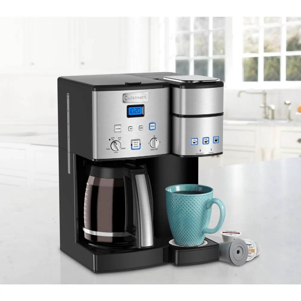 Single Serve + 12 Cup Coffee Maker, Offers 3-Sizes: 6-Ounces, 8-Ounces and 10-Ounces