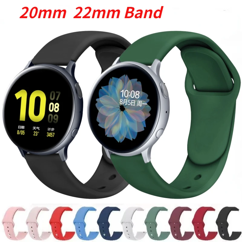 

20mm 22mm Silicone Strap for Huawei Watch 42mm/Amazfit Bip Correa Sports Bracelet Wristband for Samsung Galaxy Watch 6/5/4/5 Pro