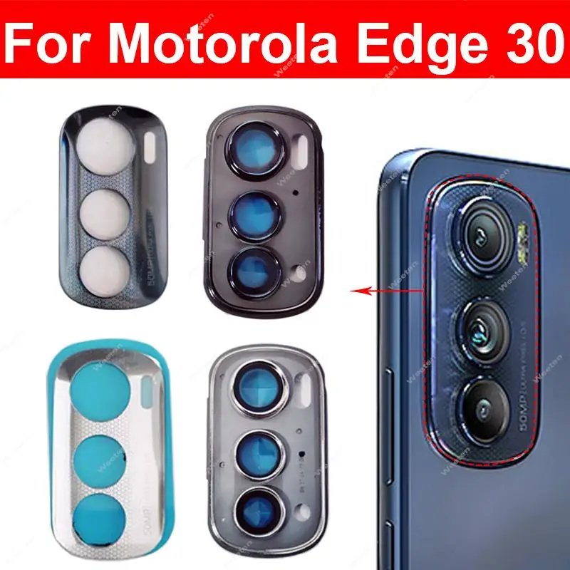 For Motorola MOTO Edge 30 Main Back Rear Camera Lens Glass with Adhesive Sticker Repalcement Parts