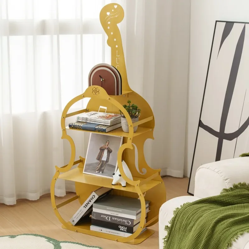 Cello shelf light luxury wrought iron living room creative music note decorative shelf cabinet children  bookshelf cream wind