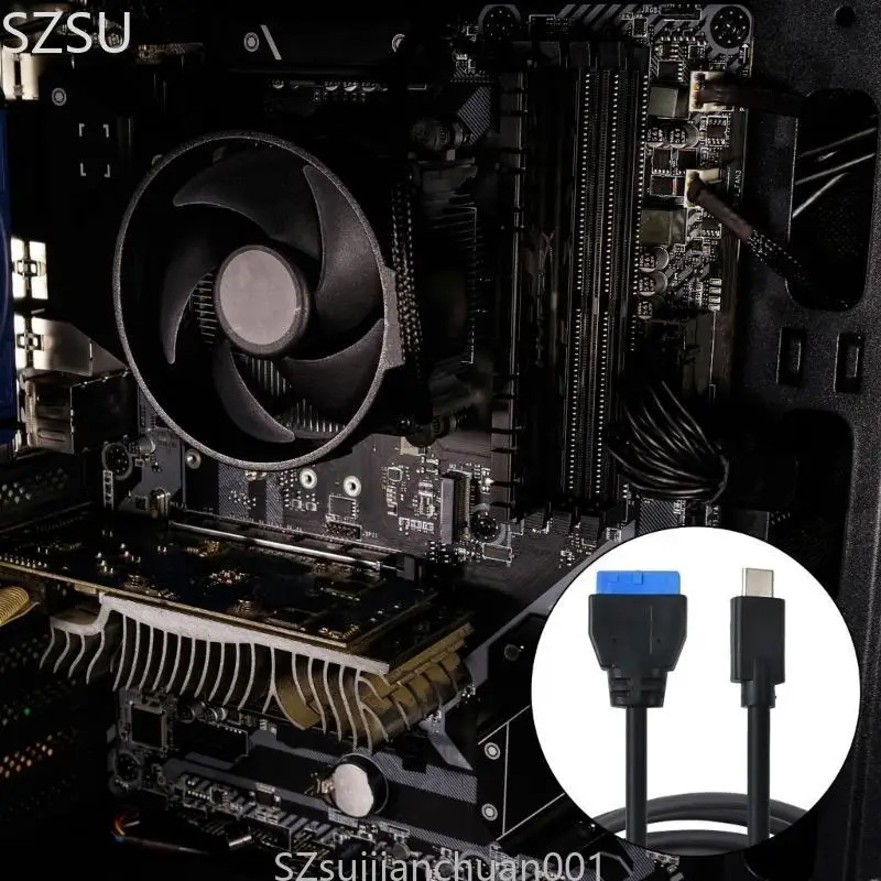 SZSU Type C Male to IDC20P Female Header Extension Cable Adapter Cable 20Pin Data Cable for Computer Motherboard 50CM/100CM