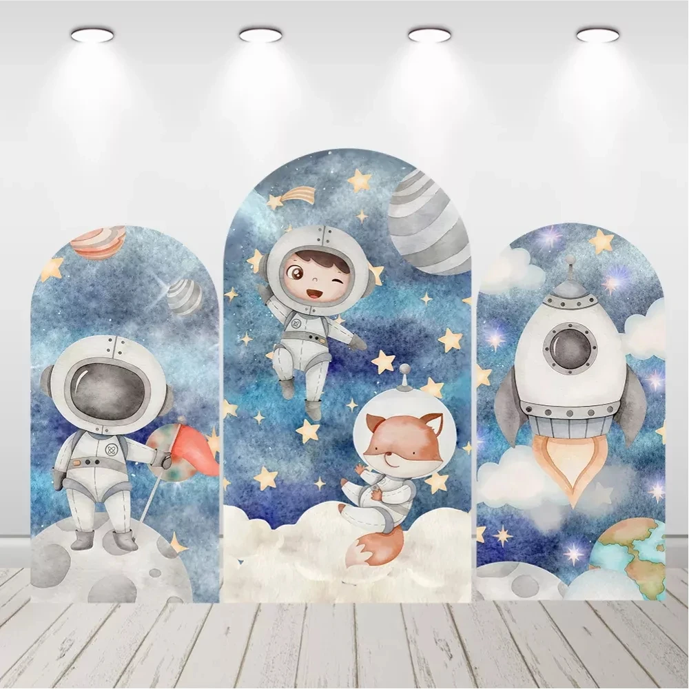 

LS Custom 2-Sided Blue Galaxy Space Planet Astronaut Kids Birthday Party Baby Shower Cover Arch Background Decor Backdrop