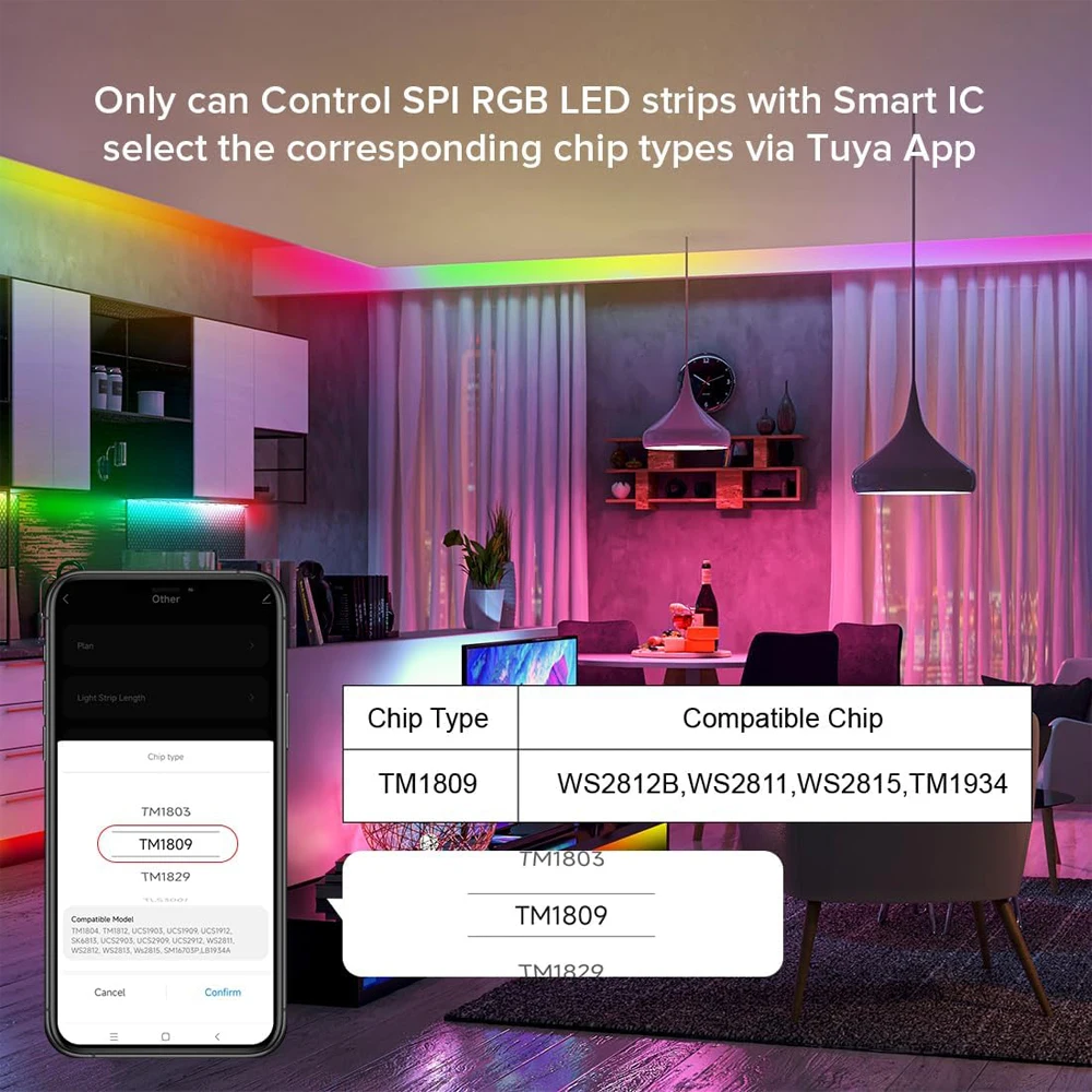 Imagem -03 - Tuya Zigbee Spi Led Controlador Luz de Pixel Endereçável Rgb Rgbw dc 5v 12v 24v Tuya Smart Life App fr Ws2812b Ws2811 Ws2814 Sk6812