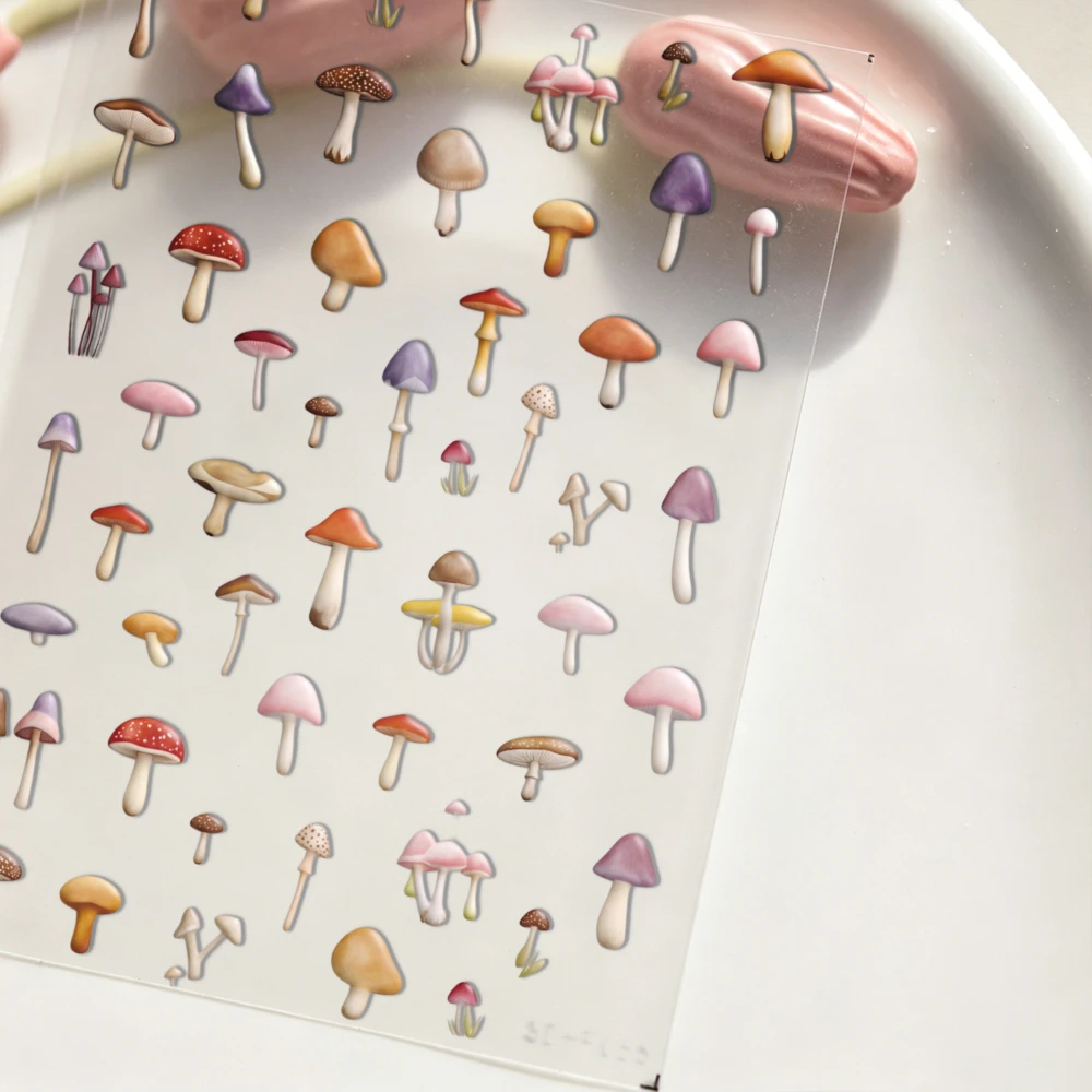 1/2 Stück Märchenhafte Rote Pilz-Nagelaufkleber Aquarell-Waldpilze Maniküre-Sticker Mini-Pilze Niedliche Maniküre-Slider – Detail 5