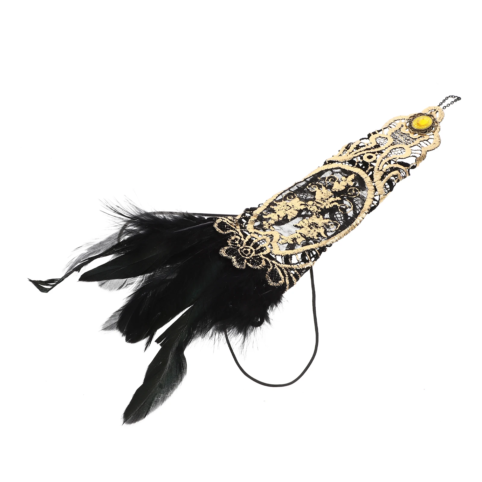 

Elbow Lace Glove Women Fingerless Long Decorative Plumage Embellishments Vintage Elegant Cosplay Party Wedding Dresses Banquet