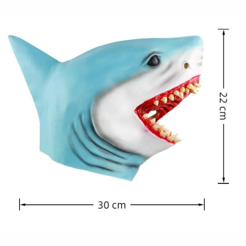 Horror Shark Latex Mask Halloween Cosplay Costume Mask Terror Scary Movie Props Mascara Disfraz Full Face Masks for Adults Men