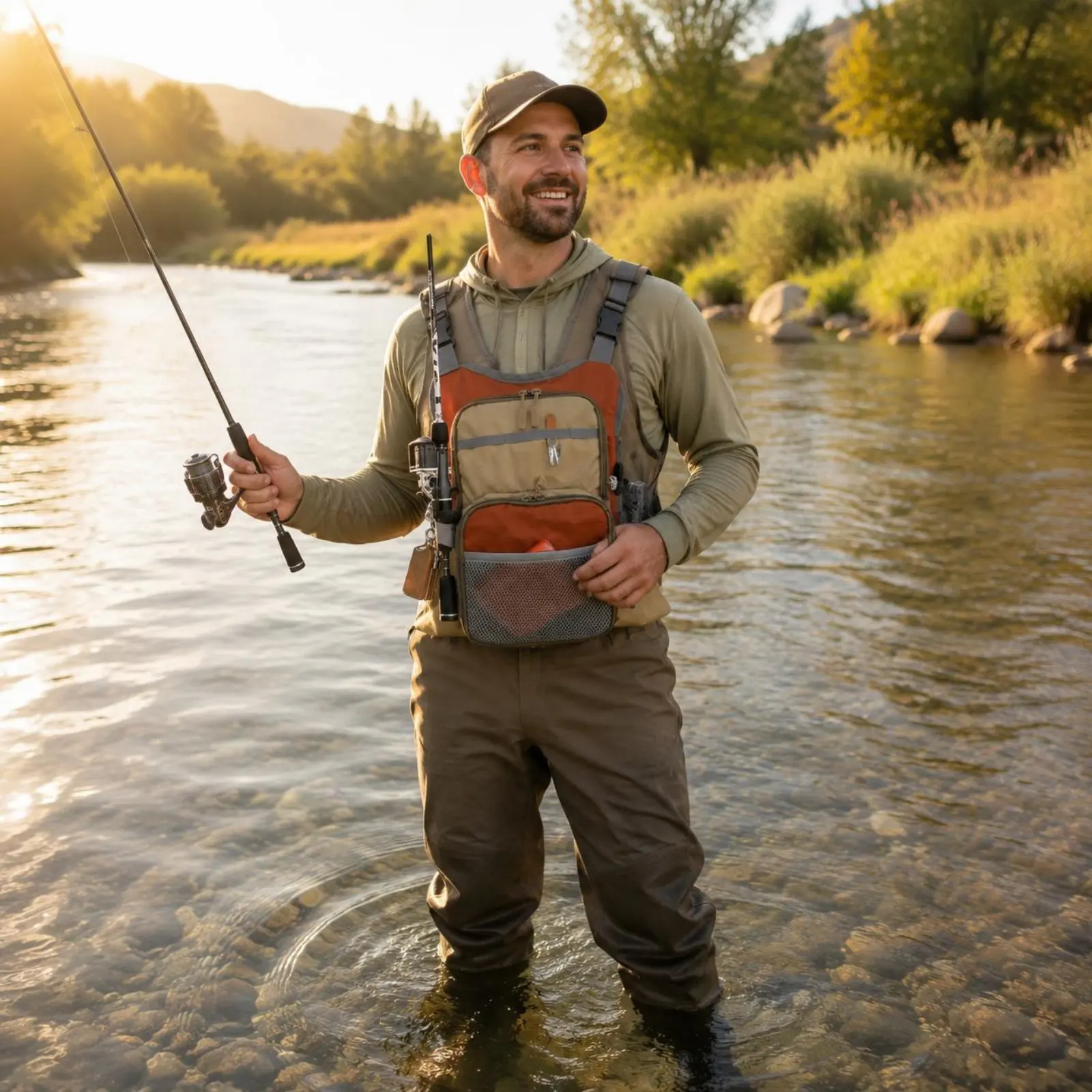 

Fly Fishing Chest Bag Lightweight Fly Fishing Vest Pack Tackle Chest Pack Multiple Compartments Outdoor Gear Long-Lasting