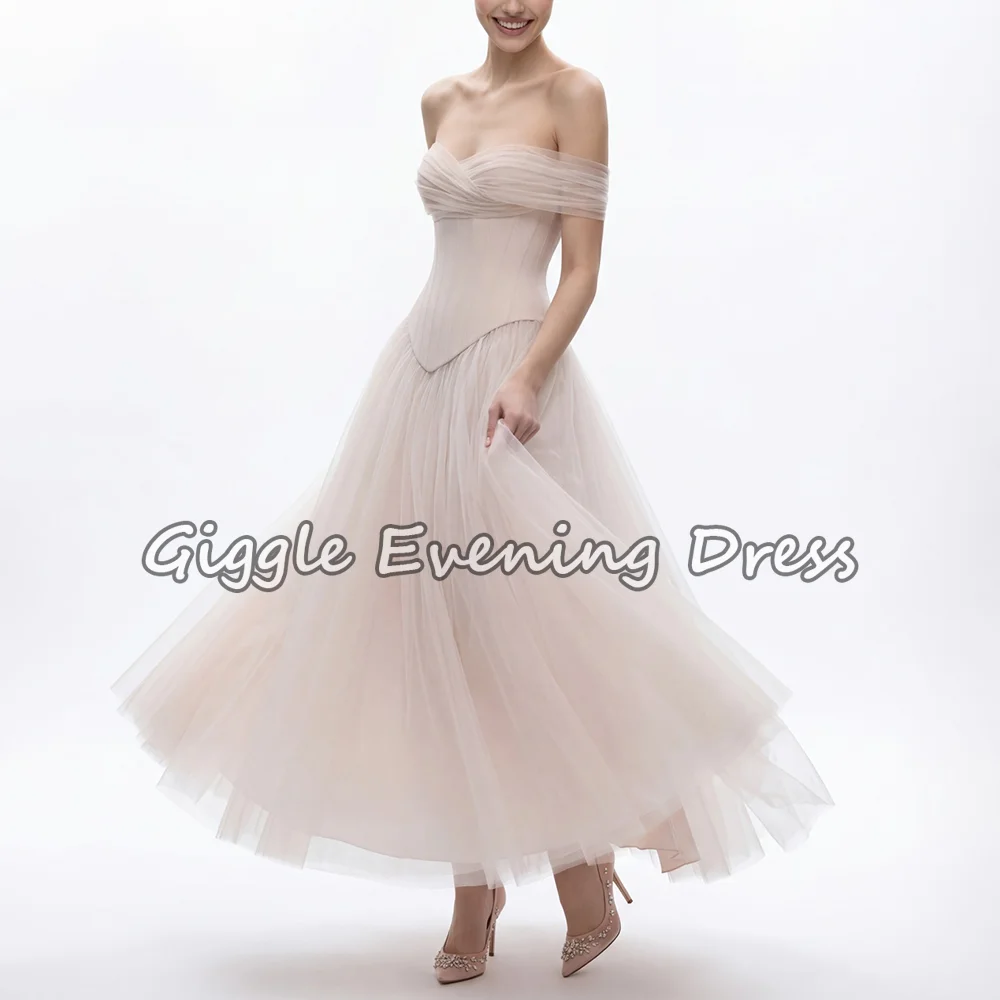

Elegant Pink Sweetheart Evening Gowns Off The Shoulder Women's Prom Dress A Line Ankle Length Wedding Party Gowns Customized