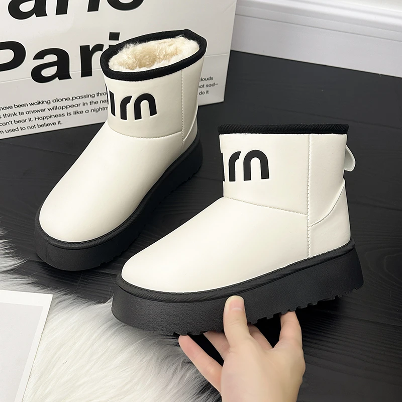 Winter Women Snow Boots Luxury Black Women\'s Ankle Boots Classic Thick-soled Cotton Shoes Anti-Slip Warm Short Plush Ladies Shoe