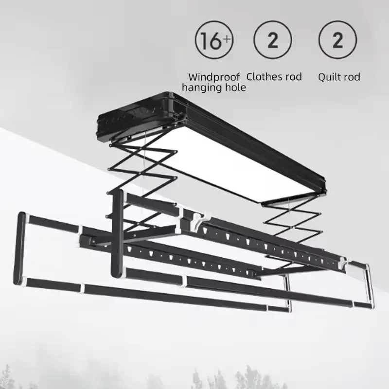 Electric Clothes Hanger Remote Control Voice Lifting Balcony Intelligent Drying and Disinfection Hidden Clothes Hanger