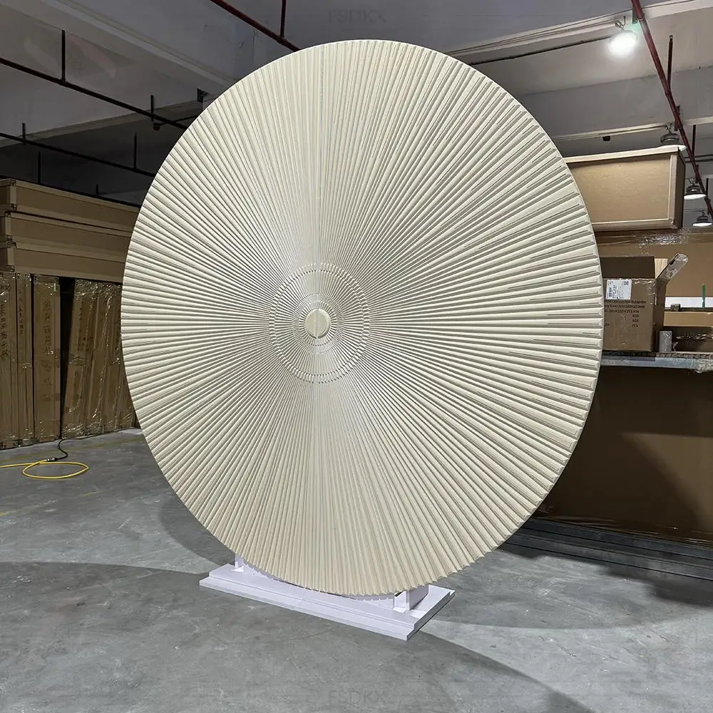 FSDKX الحديثة الكلاسيكية الذهبي PVC مجلس مخصص دائرة مستديرة الزفاف الخلفيات الوقوف تصميم جدار أنيق بسيط