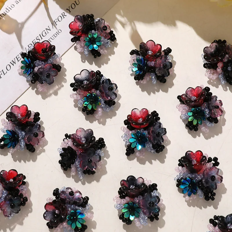 Shoe Charm 1 Piece Dark Gradient Acrylic Bellflower Cluster Sweet Edgy DIY Side Clip for Jelly Clogs Clear Crystal Shoes