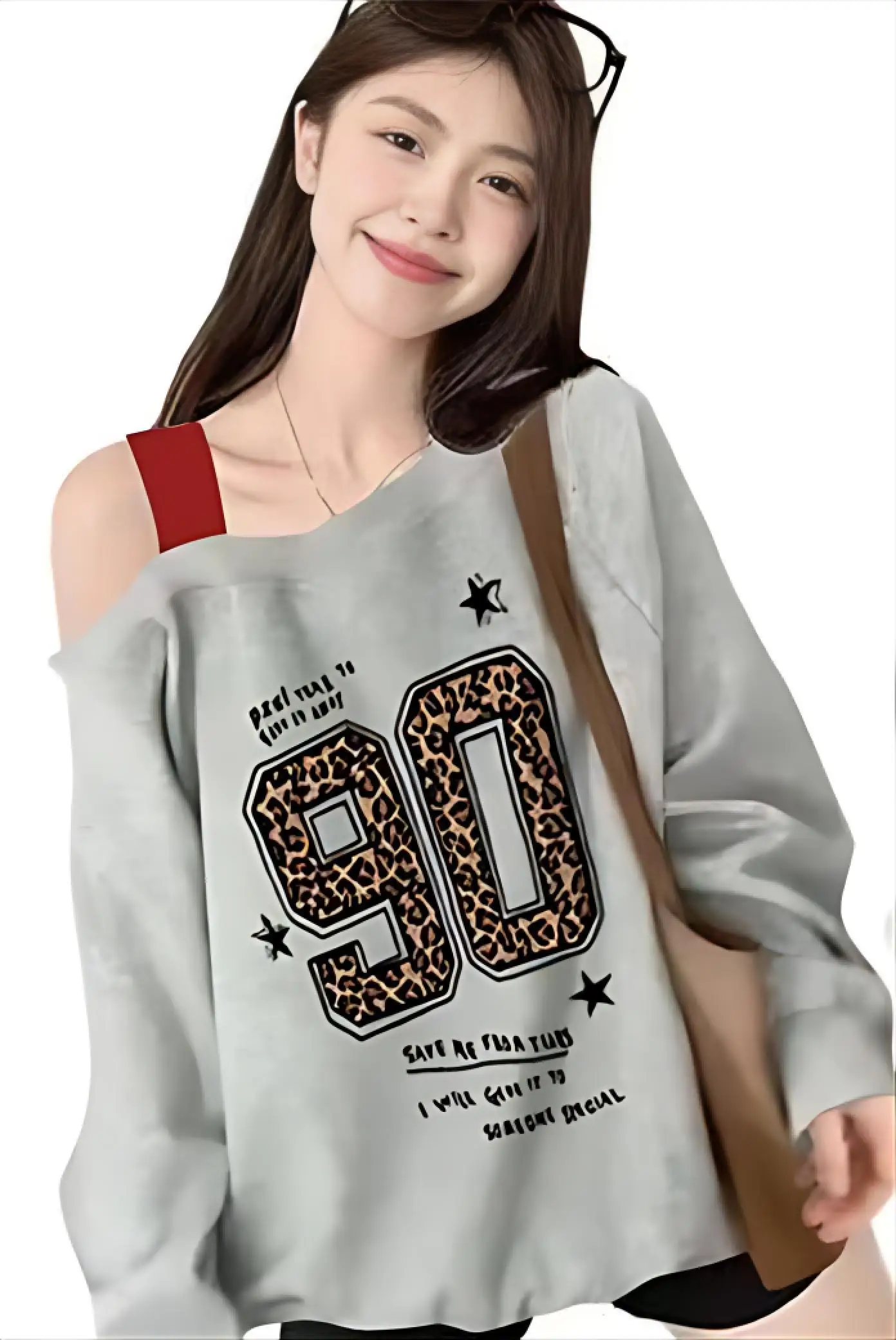 

Off Shoulder T-Shirt Working Tops For Woman Womens Stretch Silky Feeling Gray Blue Drawstring Flattering City Europe Ullzang Ins